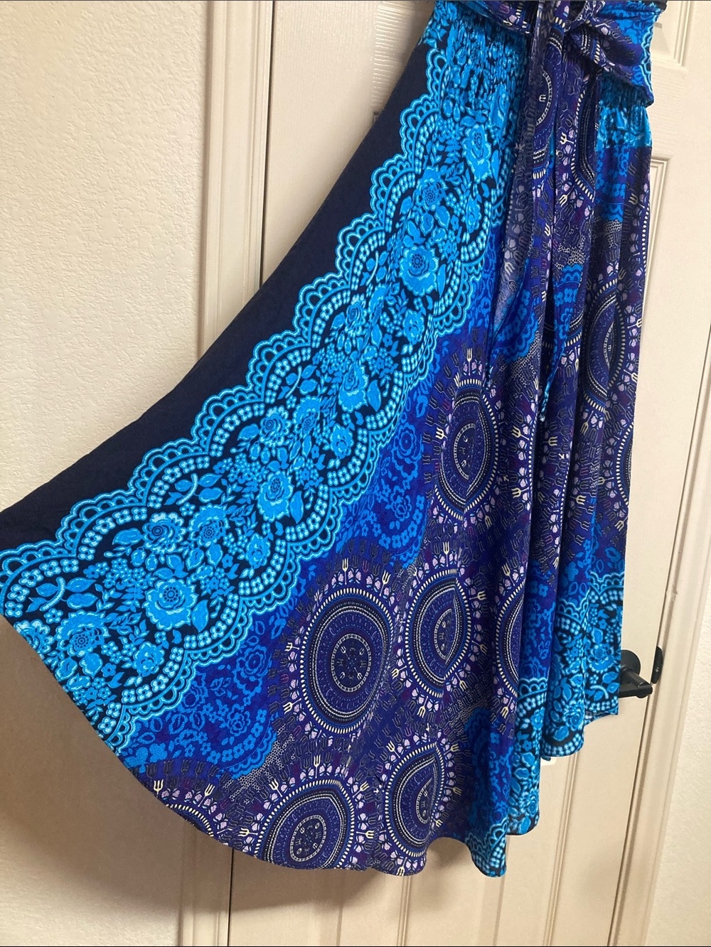 Fair Trade Bangkok Pants Bold Pattern Maxi Skirt or Halter Dress Sz L - Picture 2 of 11